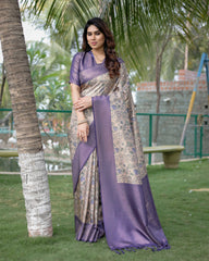 Gorgeous Soft Banarasi Silk Purple Saree
