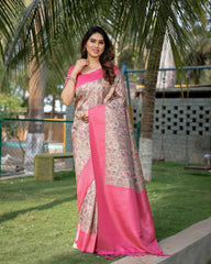 Gorgeous Soft Banarasi Silk Pink Saree