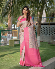 Gorgeous Soft Banarasi Silk Pink Saree