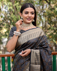 Metal Black Woven Patola Silk Saree