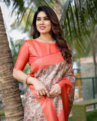 Gorgeous Soft Banarasi Silk Orange Saree