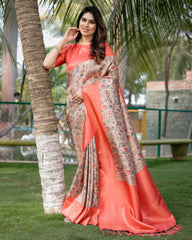 Gorgeous Soft Banarasi Silk Orange Saree