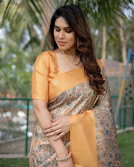 Gorgeous Soft Banarasi Silk Yellow Saree