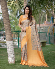 Gorgeous Soft Banarasi Silk Yellow Saree