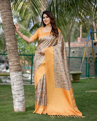 Gorgeous Soft Banarasi Silk Yellow Saree