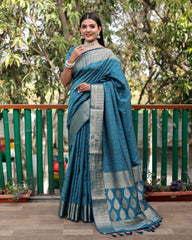 Sky Blue Woven Patola Silk Saree