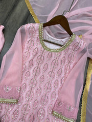 Peach Designer Suit With Heavy Sharara Set