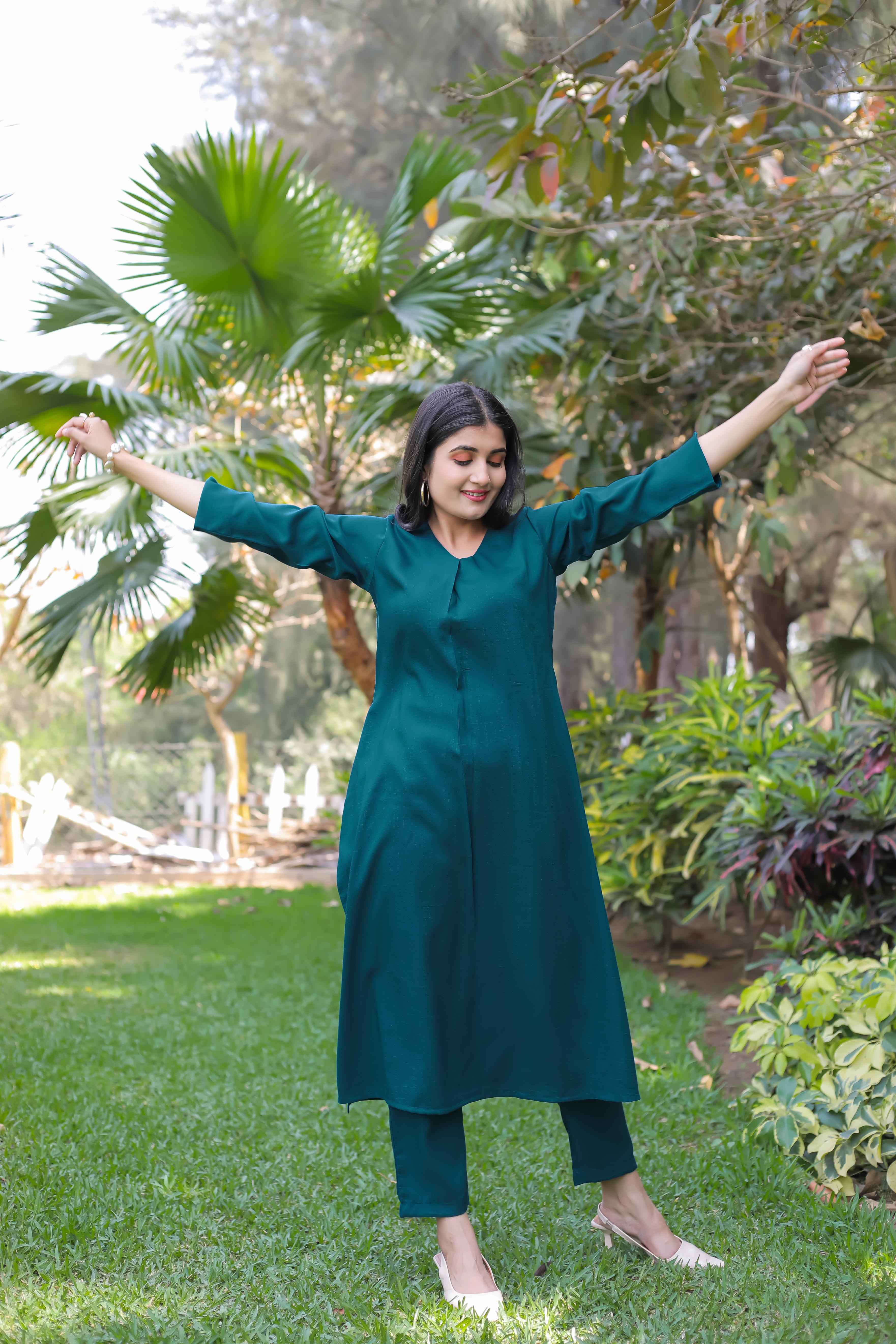 Modal Designer Co-ord Set With V-Neckline