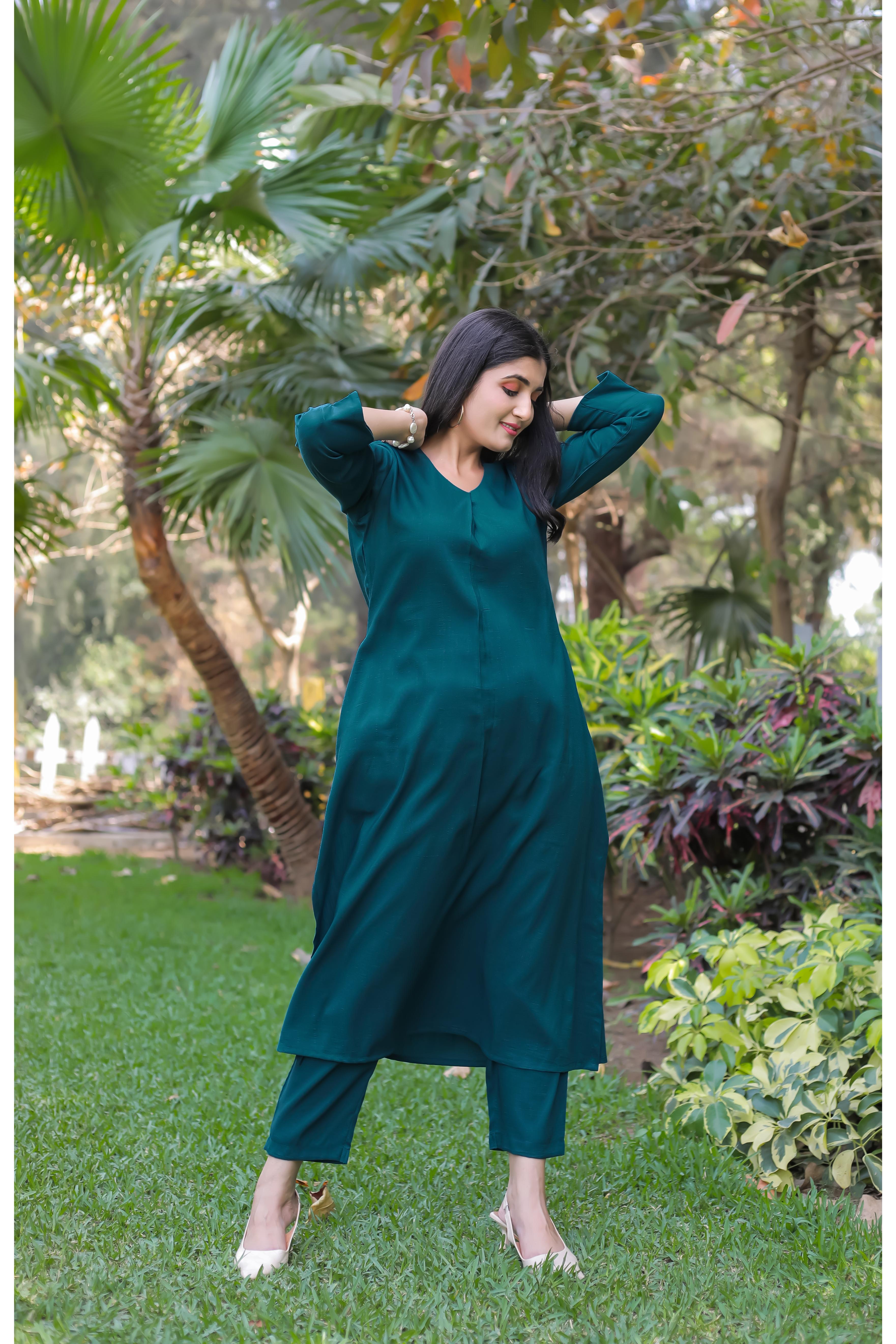 Modal Designer Co-ord Set With V-Neckline