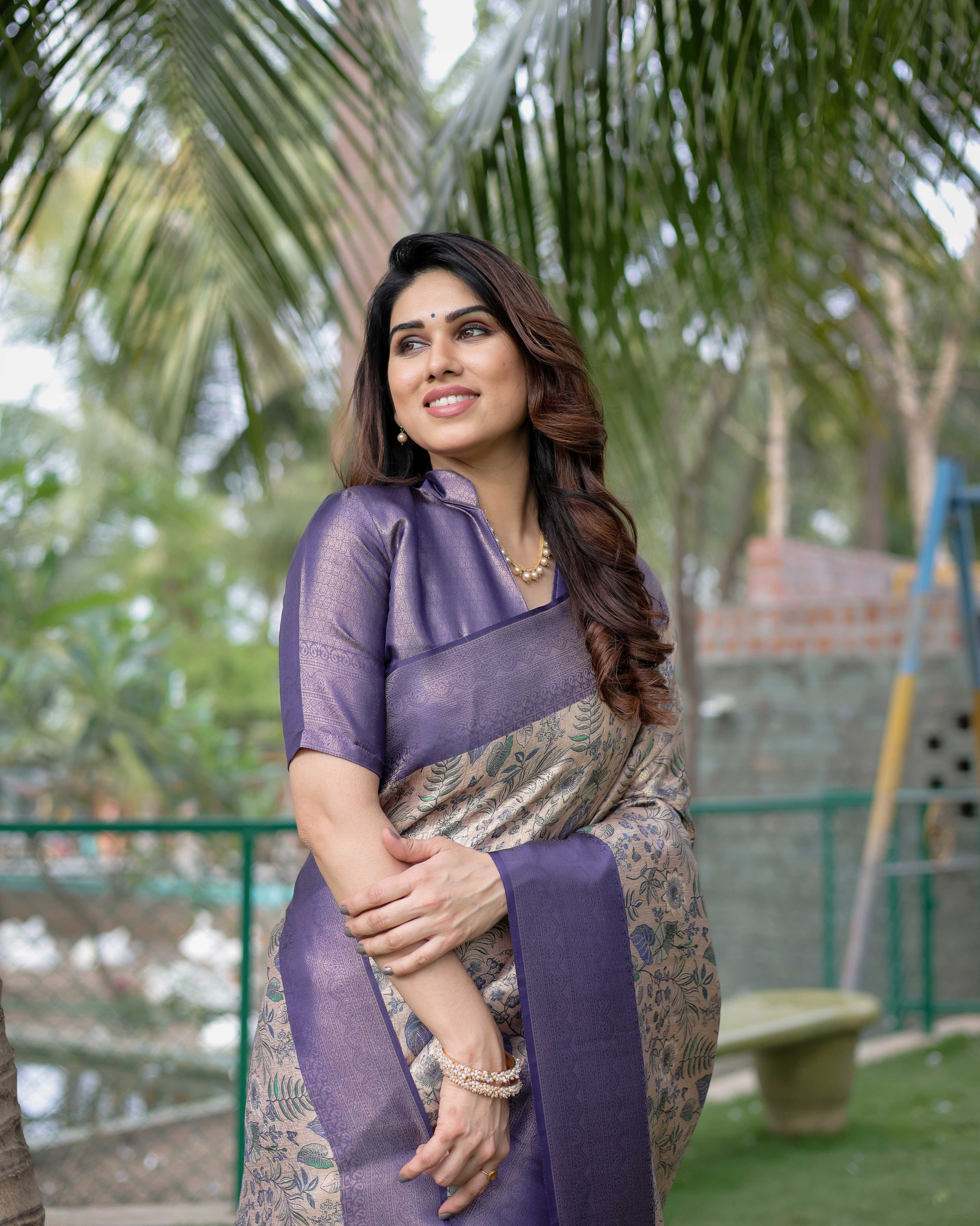 Gorgeous Soft Banarasi Silk Purple Saree