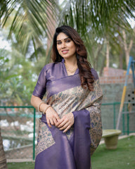 Gorgeous Soft Banarasi Silk Purple Saree