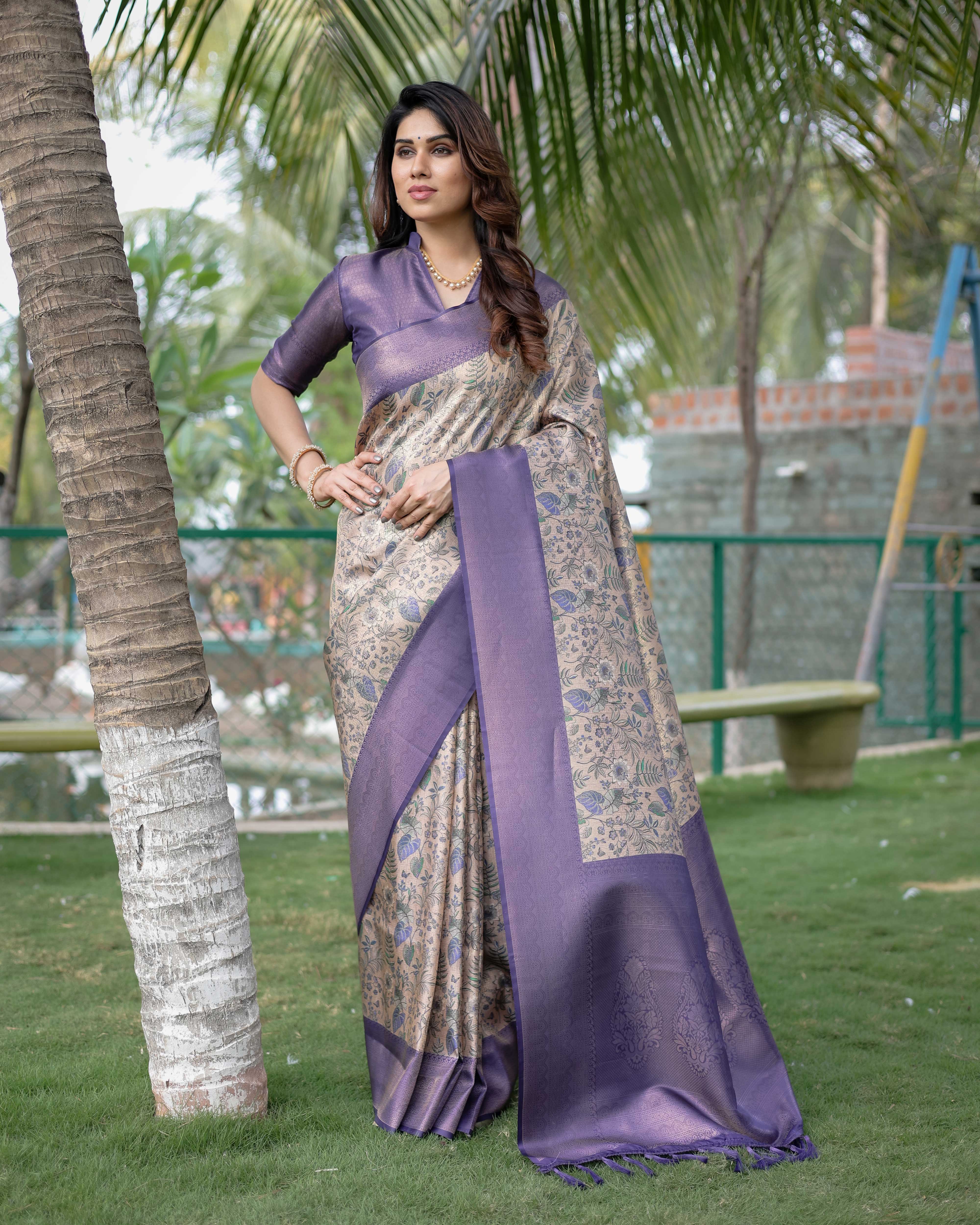 Gorgeous Soft Banarasi Silk Purple Saree