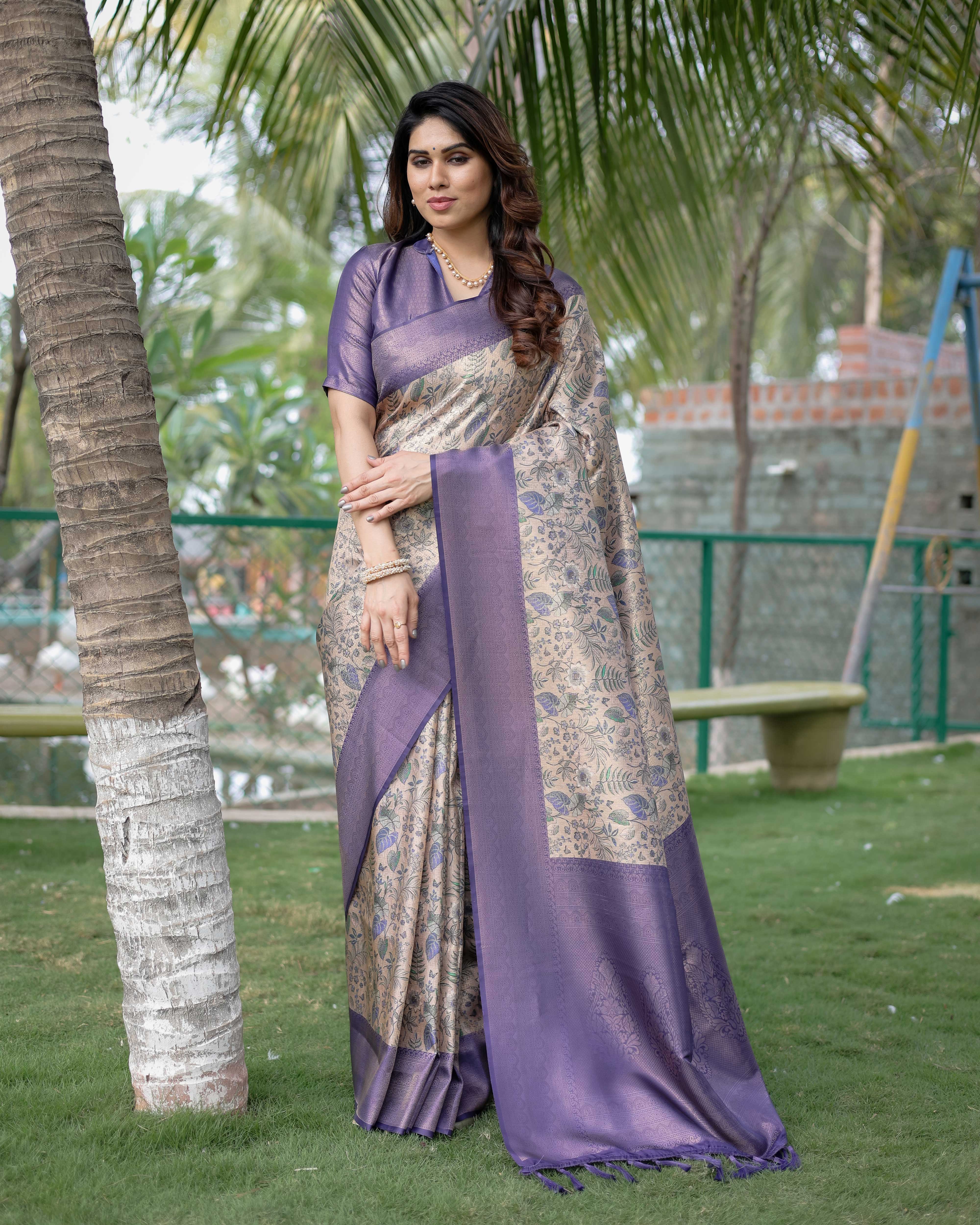Gorgeous Soft Banarasi Silk Purple Saree