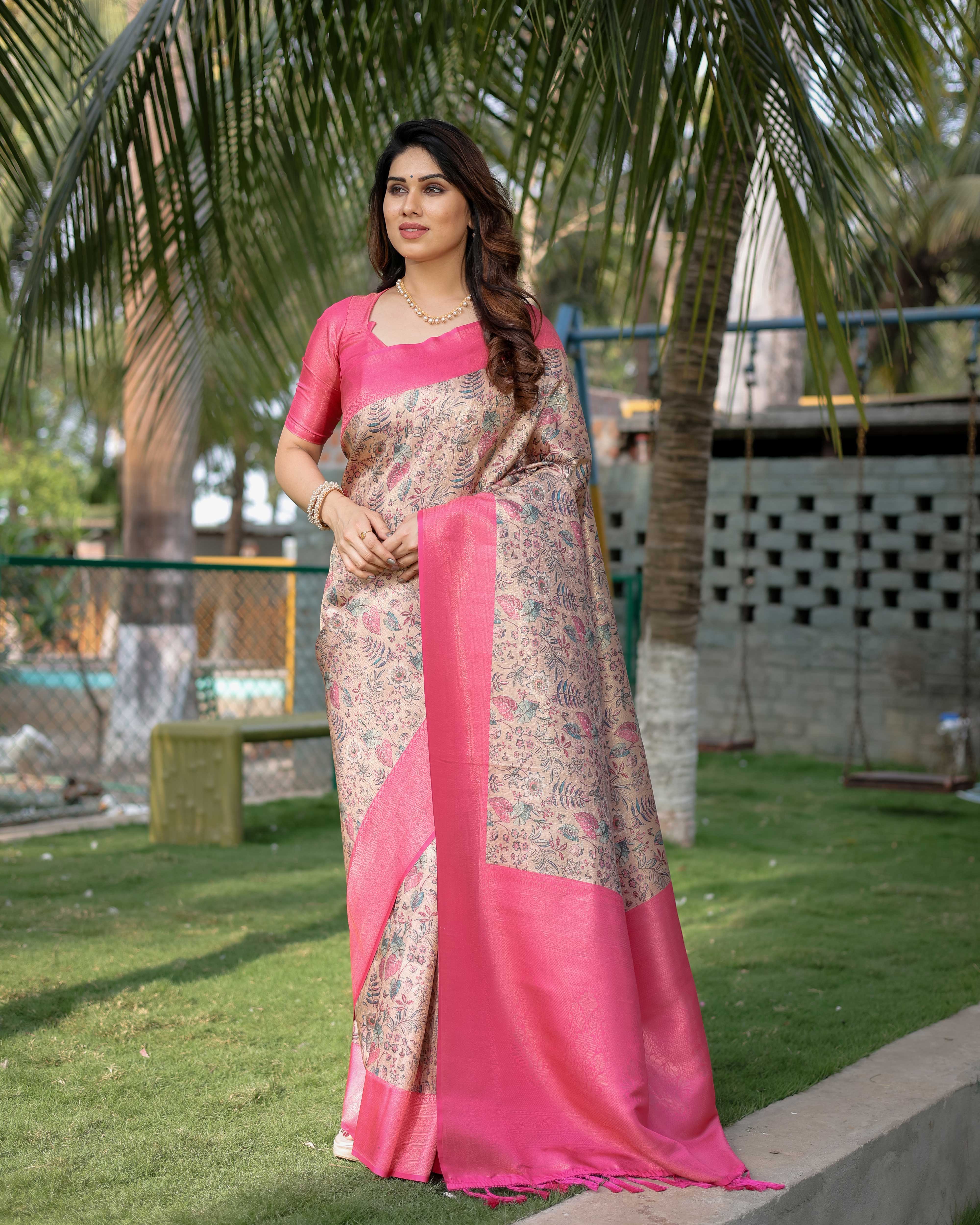 Gorgeous Soft Banarasi Silk Pink Saree