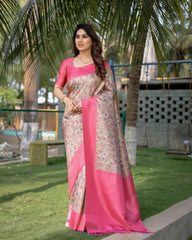 Gorgeous Soft Banarasi Silk Pink Saree