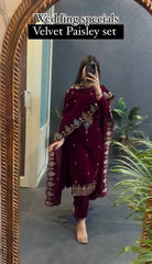 New Designer Partywear Velvet Suit For this Winter