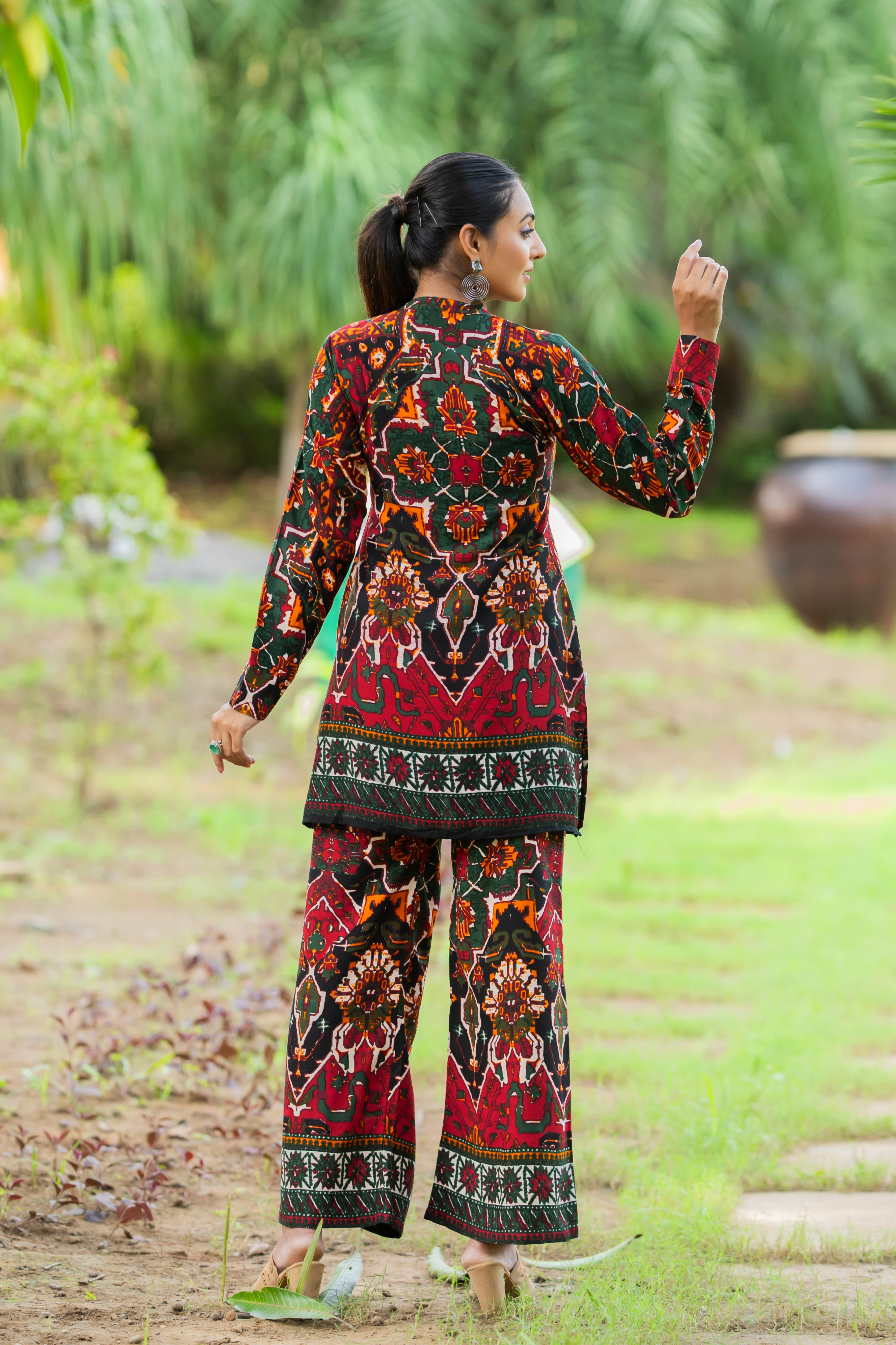 Printed Asymmetric Top With Palazzo Set