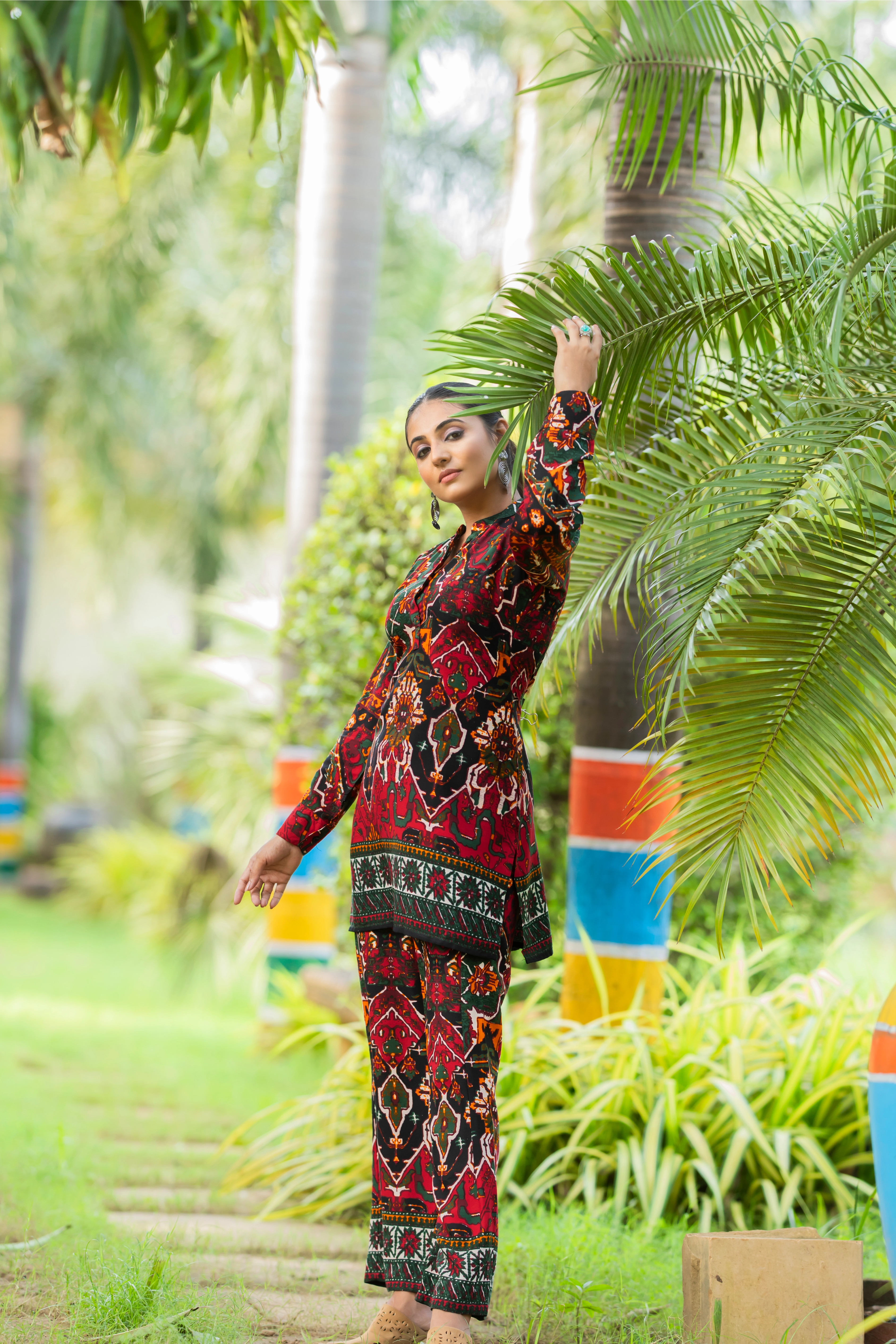 Printed Asymmetric Top With Palazzo Set