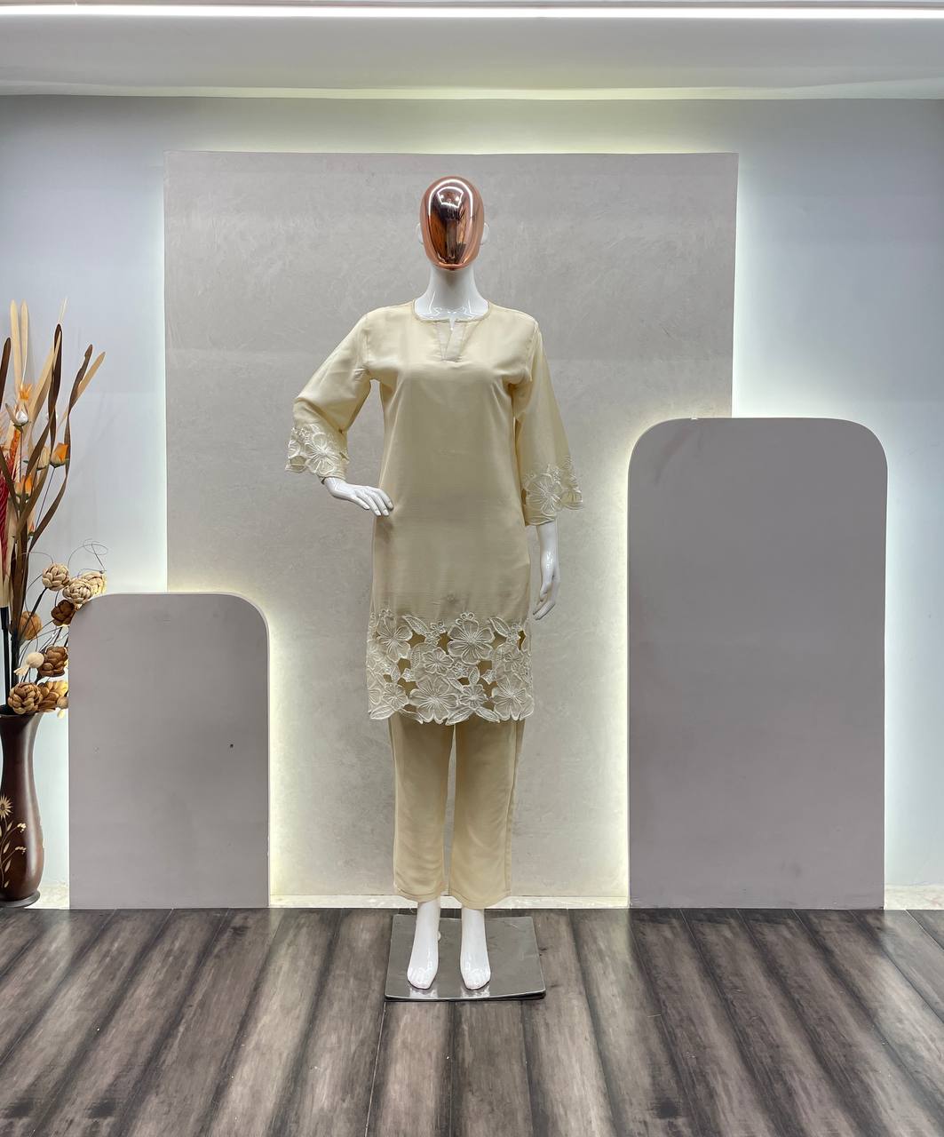 New Designer Exclusive Heavy Chinon Fabric With Embroidery Work Co-Ord Sets