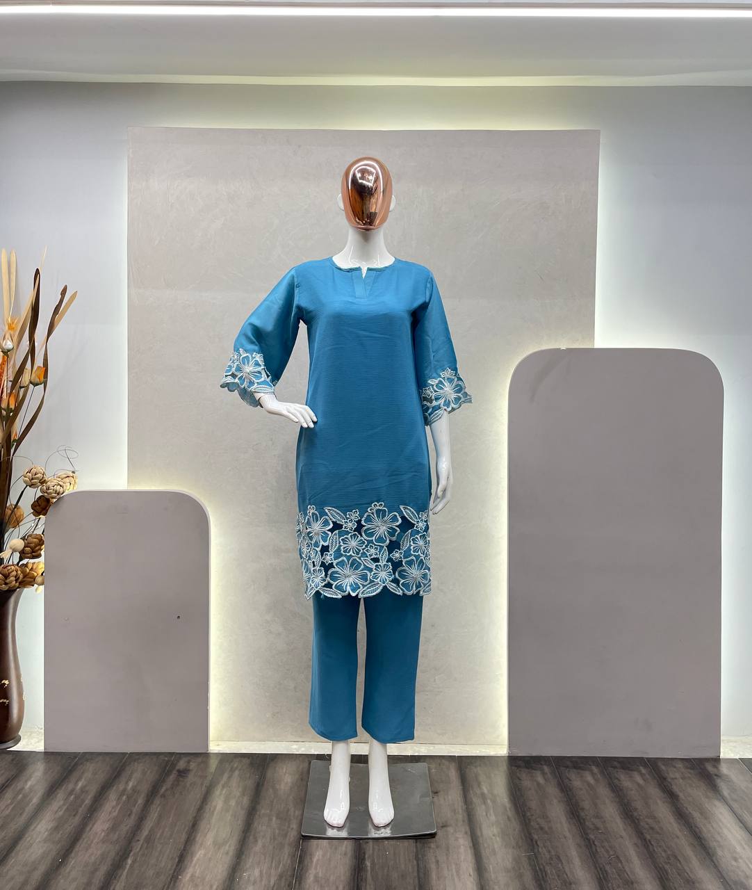 New Designer Exclusive Heavy Chinon Fabric With Embroidery Work Co-Ord Sets